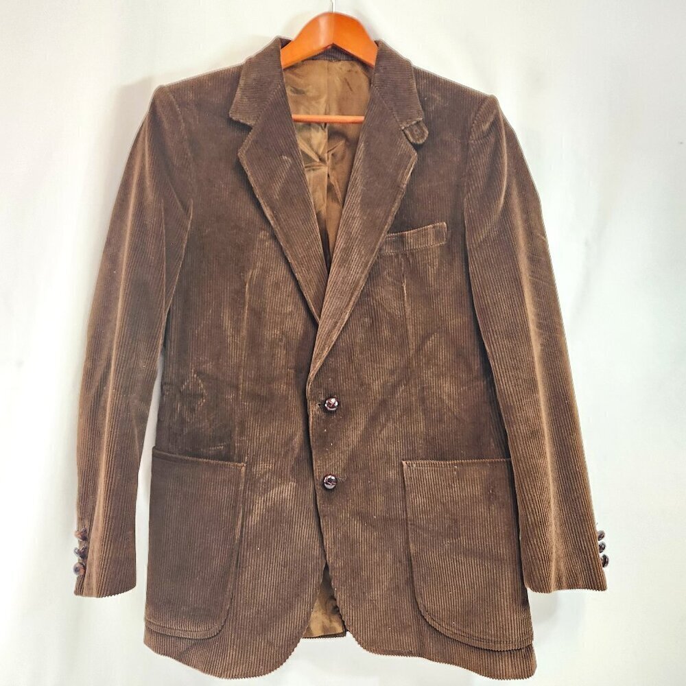Mens Brown Corduroy Jacket Blazer Size 42S